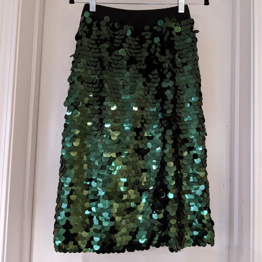 New Holiday Green Sequin Skirt S/M